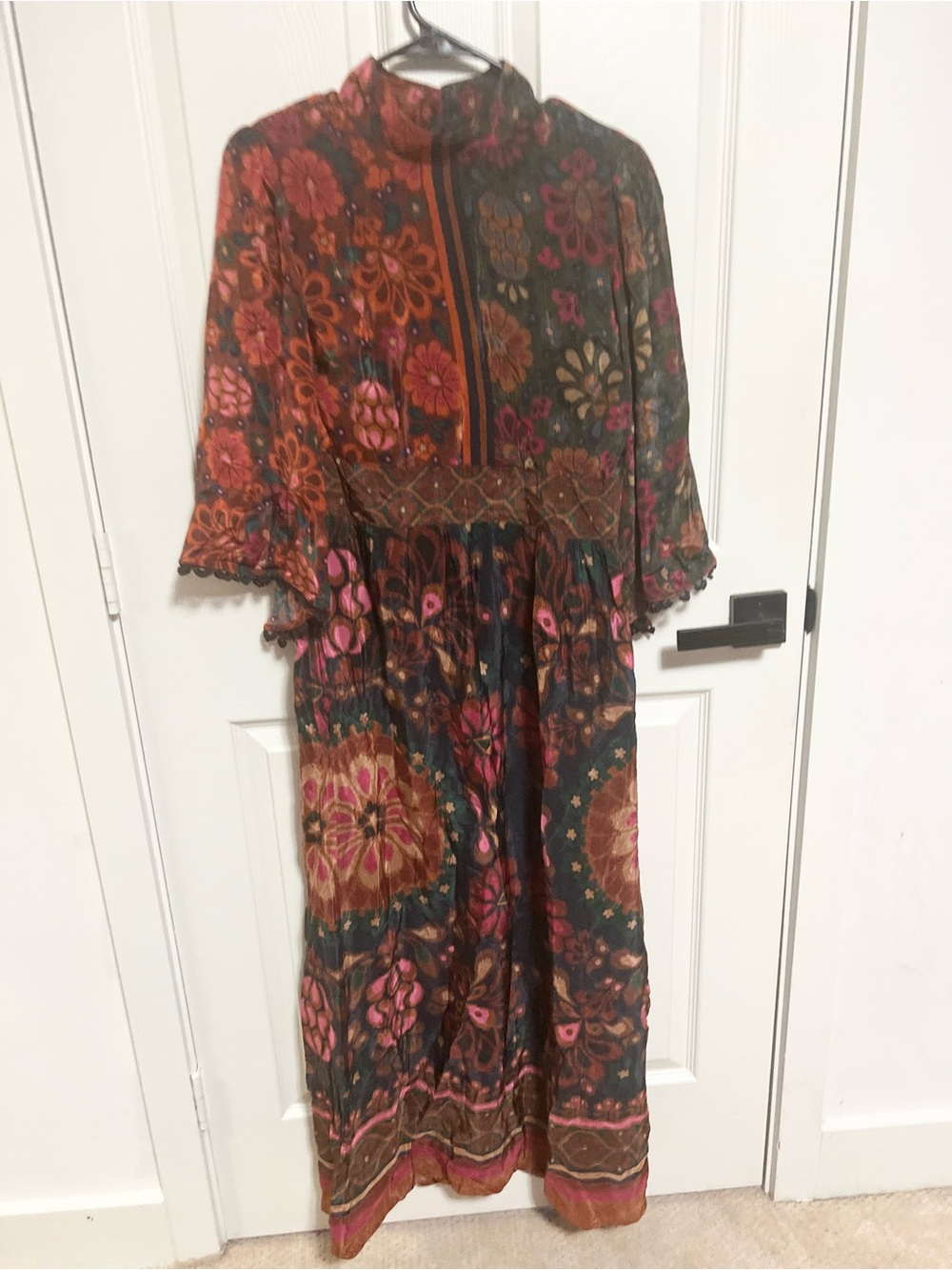 Farm Rio x Anthropologie Mock Neck Maxi Dress Small Flowy Boho fall size M - Picture 13 of 14